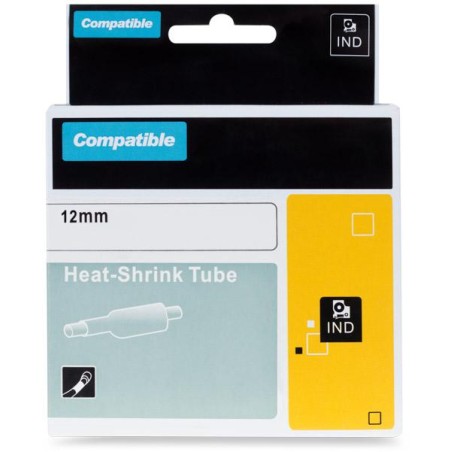 PRINTLINE kompatibilní páska s DYMO 18056, 12mm, 1.5m, černý tisk/žlutý podklad, RHINO, bužírka