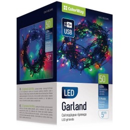 COLORWAY LED řetěz/ vnitřní / 50 LED / délka 5m / více barevný/ 8 funkcí/ napájení USB