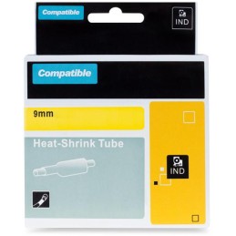 PRINTLINE kompatibilní páska s DYMO 18054, 9mm, 1, 5m, černý tisk/žlutý podklad, RHINO, bužírka