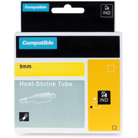 PRINTLINE kompatibilní páska s DYMO 18054, 9mm, 1, 5m, černý tisk/žlutý podklad, RHINO, bužírka