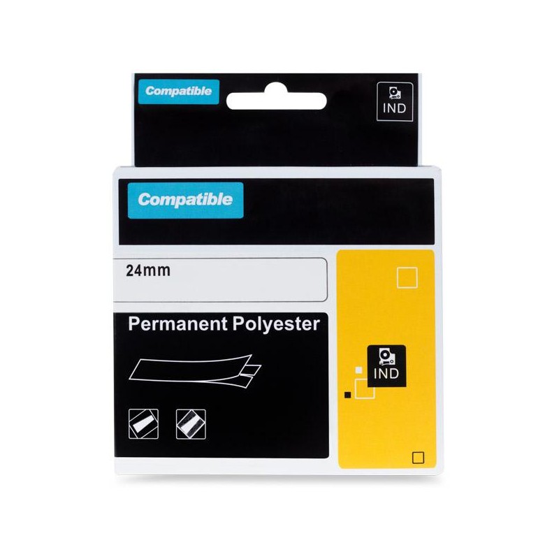 PRINTLINE kompatibilní páska s DYMO 1734523, 24mm, 5.5m, černý tisk/bílý podklad, RHINO, polyesterová