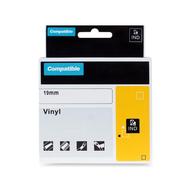 PRINTLINE kompatibilní páska s DYMO 1805420, 19mm, 5.5m, bílý tisk/zelený podklad, RHINO, vinylová