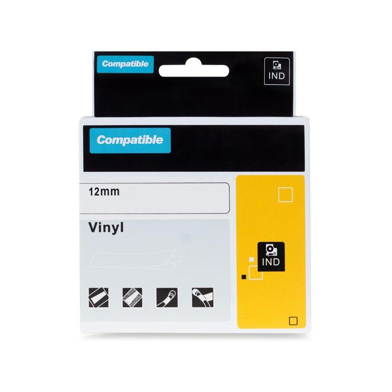 PRINTLINE kompatibilní páska s DYMO 1805243, 12mm, 5.5m, bílý tisk/modrý podklad RHINO, vinylová