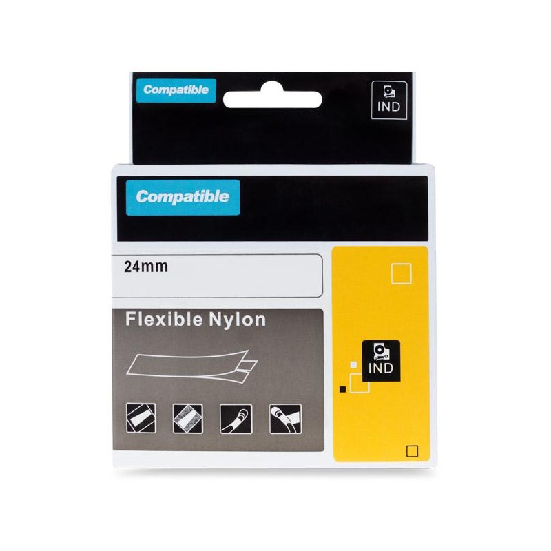 PRINTLINE kompatibilní páska s DYMO 1734524, 24mm, 3.5m, černý tisk/bílý podklad, RHINO, nylonová, flexibilní