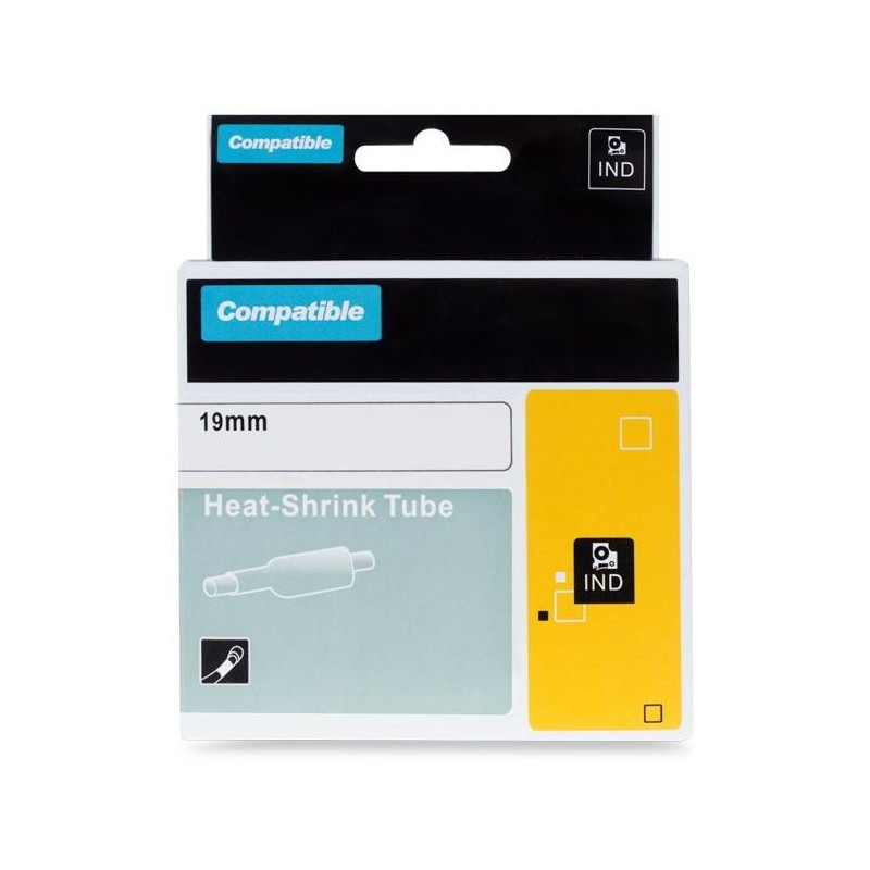 PRINTLINE kompatibilní páska s DYMO 18057, 19mm, 1.5m, černý tisk/bílý podklad, RHINO, bužírka