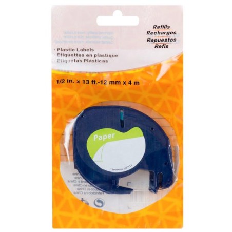 PRINTLINE kompatibilní páska s DYMO 59421, 12mm, 4m, černý tisk/bílý podklad, LetraTag, papírová