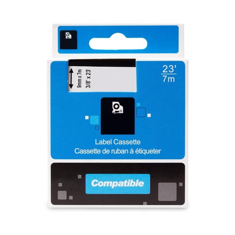 PRINTLINE kompatibilní páska s DYMO 40910 S0720670, 9mm, 7m, černý tisk / průhl. podklad, D1