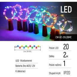 COLORWAY 5x LED řetěz/ vnitřní / 5x 20 LED / délka 5x 2m / více barevný/ napájení baterie