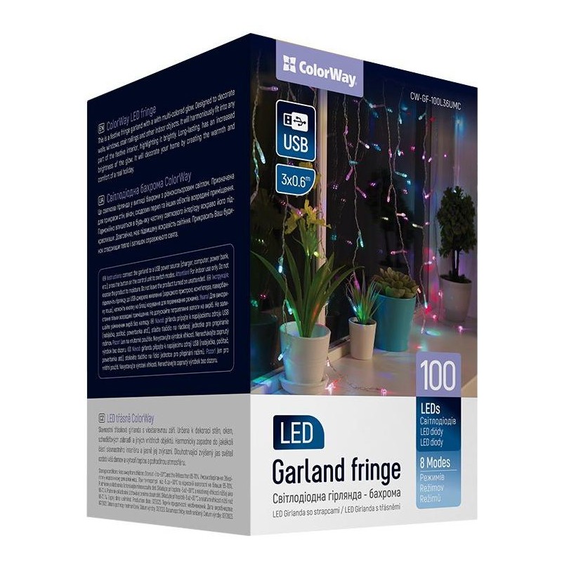 COLORWAY LED girlanda/ IP20 / 100 LED / délka 3m x 0,6m / více barevný/ napájení USB