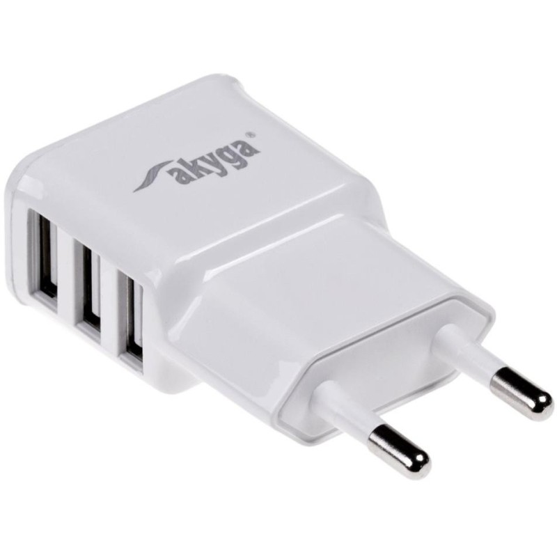 TRX Akyga USB nabíječka 220V/ 5V/ 3.1A/ 3x USB/ bílá