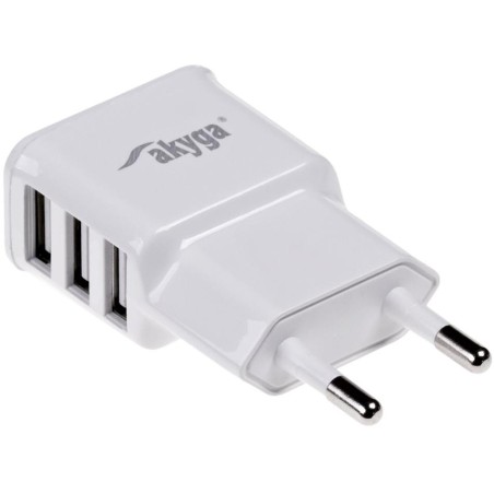 TRX Akyga USB nabíječka 220V/ 5V/ 3.1A/ 3x USB/ bílá