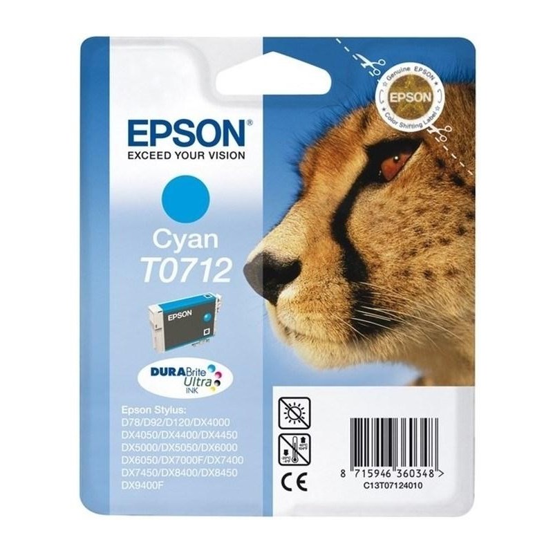 Epson inkoustová náplň/ T0712/ Singlepack DURABrite Ultra Ink/ azurová