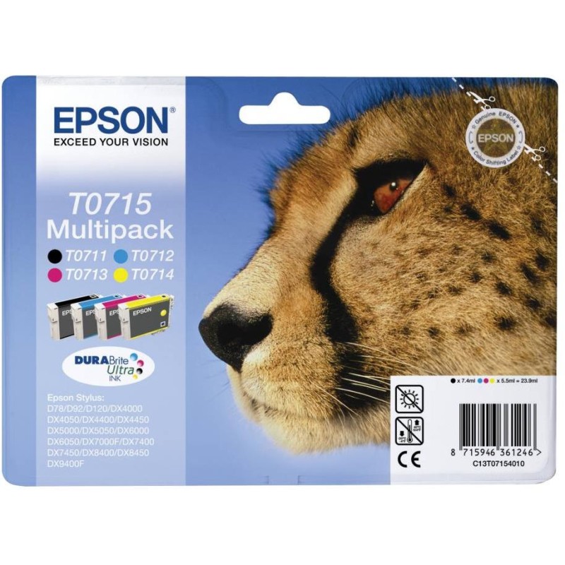 Epson inkoustová náplň/ T0715/ Multipack T0715 DURABrite Ultra Ink/ 4x barvy