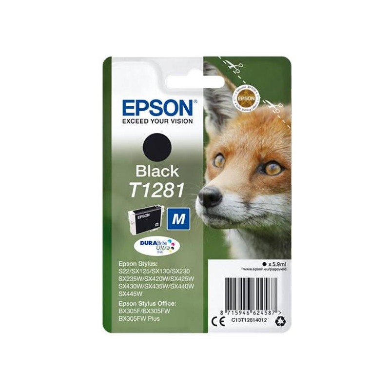 Epson inkoustová náplň/ T1281/ Singlepack DURABrite Ultra Ink/ Černá