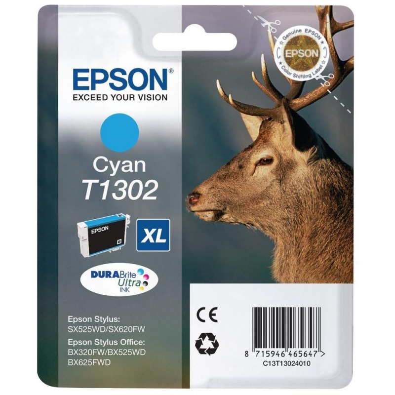 Epson inkoustová náplň/ T1302/ Singlepack DURABrite Ultra Ink/ XL azurová