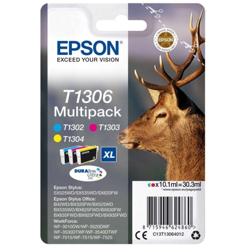 Epson inkoustová náplň/ T1306/ Multipack T1306 DURABrite Ultra Ink/ 3x barvy