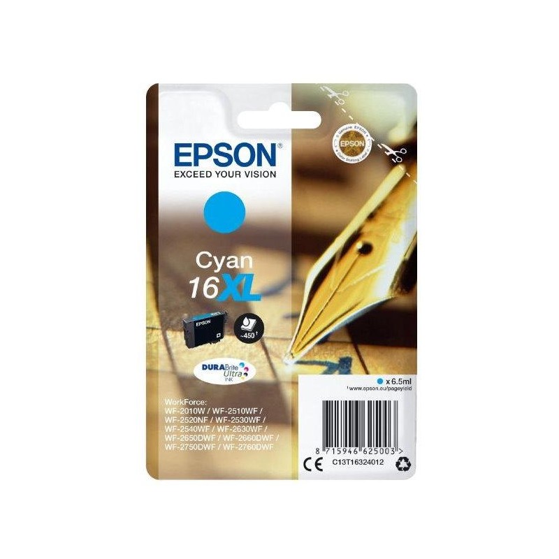 Epson inkoustová náplň/ T1632/ C13T16324012/ Singlepack 16XL DURABrite Ultra Ink/ azurová