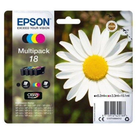 Epson inkoustová náplň/ T1806/ Multipack 18 Claria Home Ink/ 4x barvy