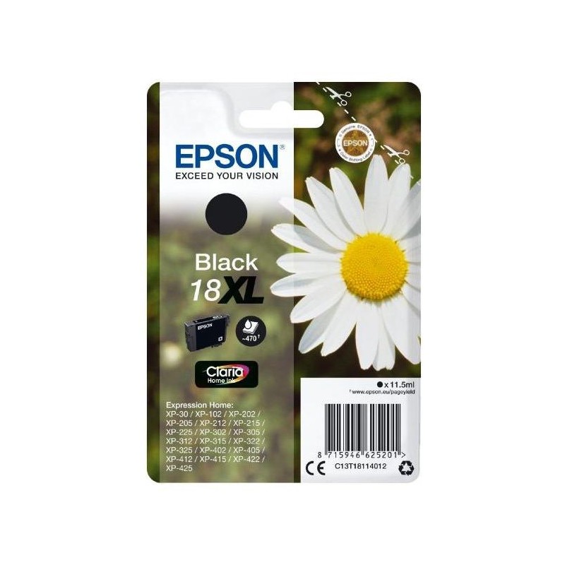 Epson inkoustová náplň/ T1811/ Singlepack 18XL Claria Home Ink/ Černá