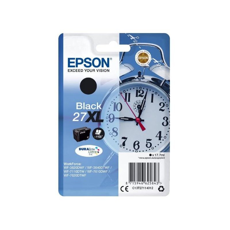 Epson inkoustová náplň/ T2711/ Singlepack 27XL DURABrite Ultra Ink/ Černá