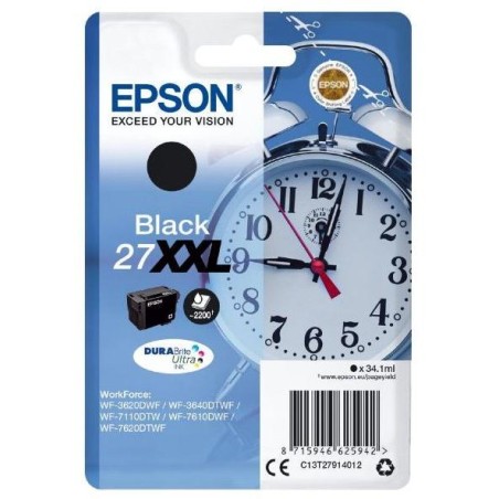 Epson inkoustová náplň/ T2791/ Singlepack 27 XXL DURABrite Ultra Ink/ WF-3620DWF/ XXL Černá