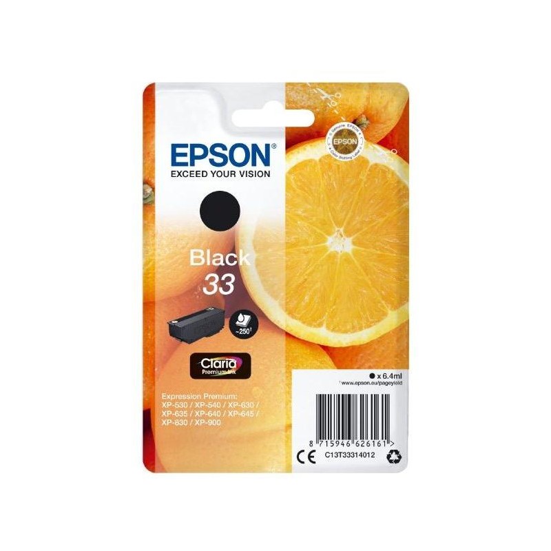 Epson inkoustová náplň/ T3331/ Singlepack 33 Claria Premium Ink/ Černá