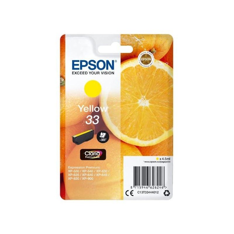 Epson inkoustová náplň/ T3344/ Singlepack 33 Claria Premium Ink/ Žlutá