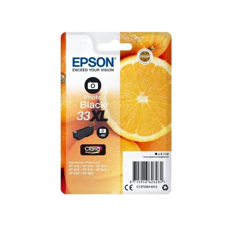 Epson inkoustová náplň/ T3361/ Singlepack 33XL Claria Premium Ink/ Foto Černá