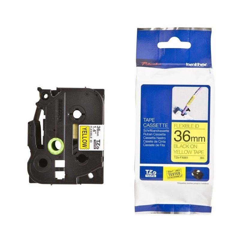 BROTHER flexibilní páska TZEFX661 / žlutá-černá / 36mm
