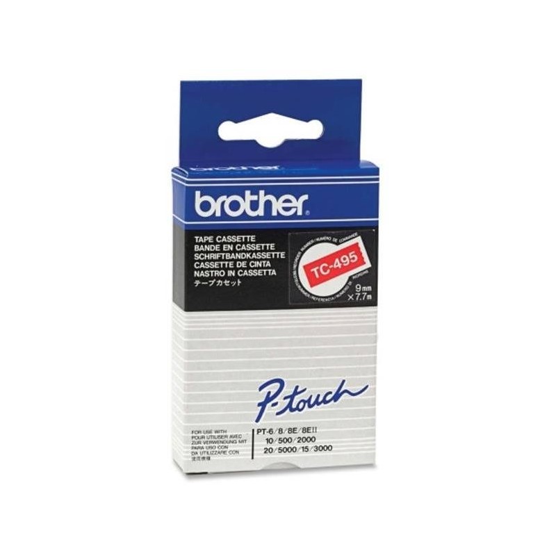 BROTHER laminovaná páska TC-495 / červená-bílá / 9mm