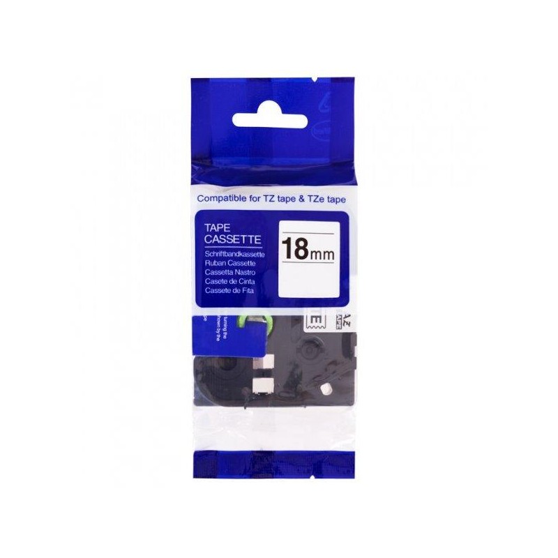 PRINTLINE kompatibilní páska s Brother HSe-241, 18mm, černý tisk/ bílý podklad, bužírka