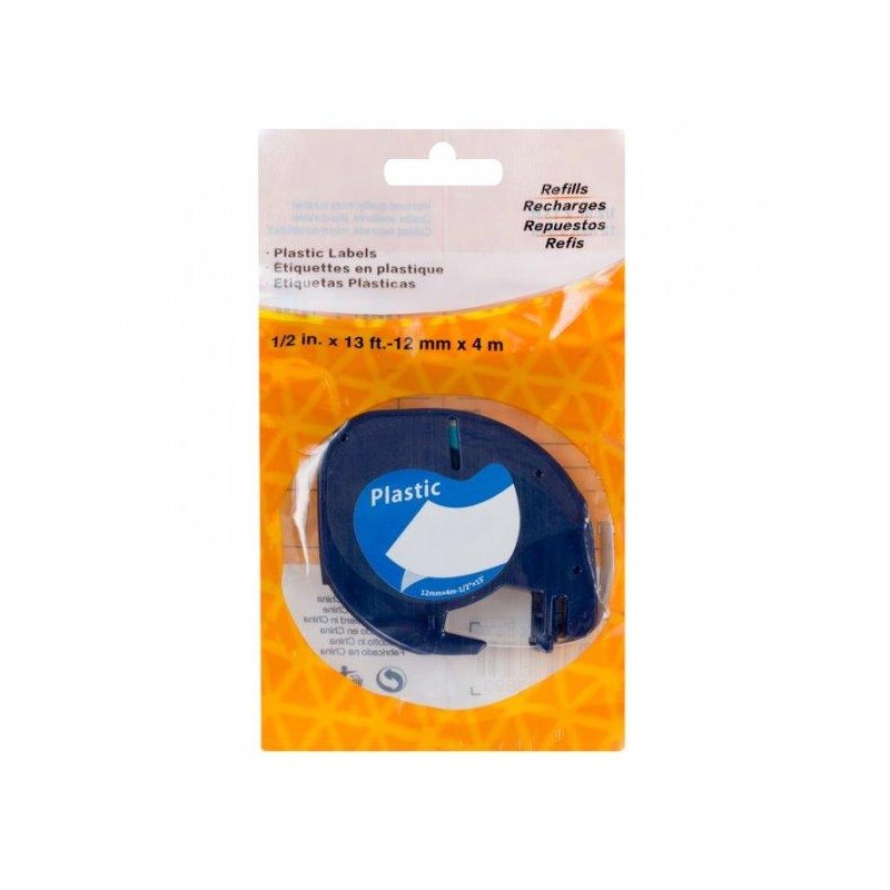 PRINTLINE kompatibilní páska s DYMO 59422, 12mm, 4m,černý tisk/bílý. p, LetraTag, plast.