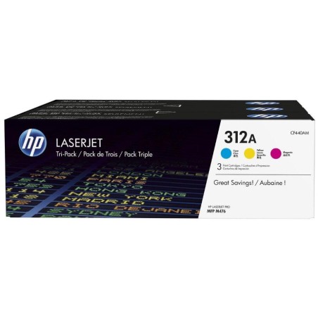 HP 312A Trojbalení originálních tonerových kazet LaserJet (azurová, purpurová, žlutá)