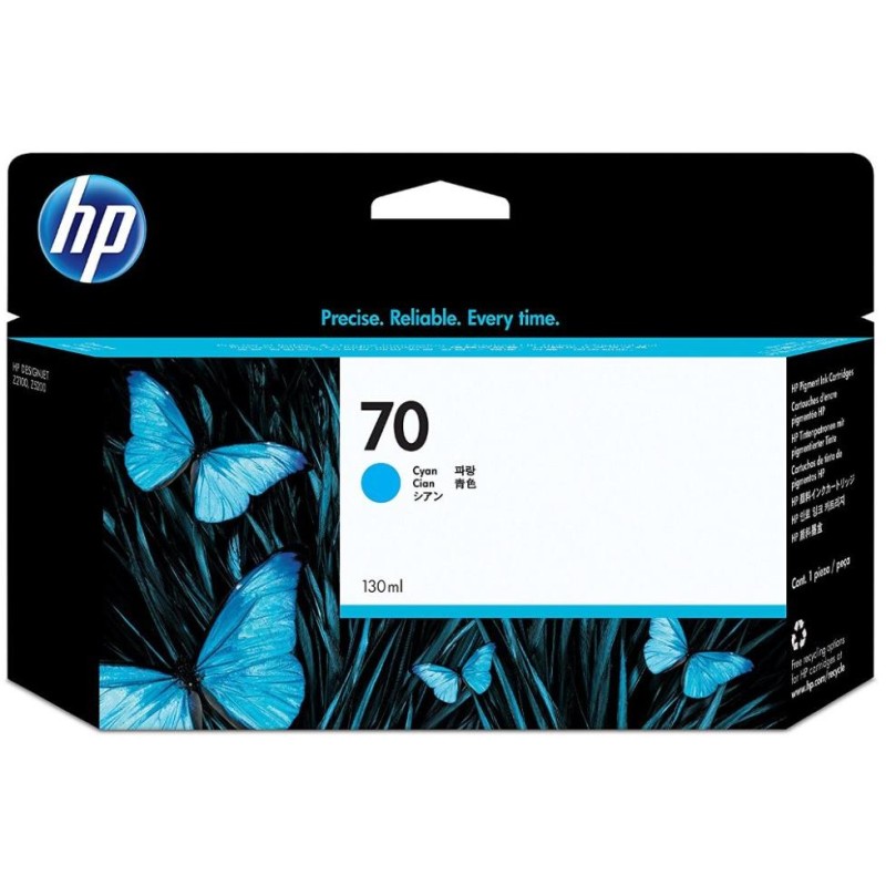HP 70 Azurová inkoustová kazeta DesignJet, 130 ml