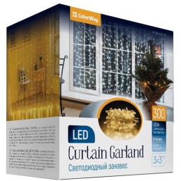 COLORWAY LED girlanda/ vnitřní / 300 LED / délka 3 x 3m / teplá bílá/ AC 220V