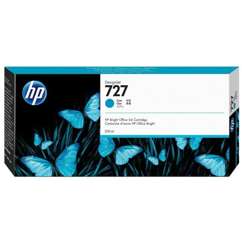 HP 727 Azurová inkoustová kazeta DesignJet, 300 ml