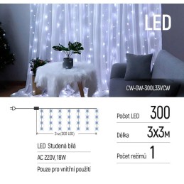 COLORWAY LED girlanda/ vnitřní / 300 LED / délka 3 x 3m / studená bílá/ AC 220V