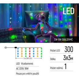 COLORWAY LED girlanda/ vnitřní / 300 LED / délka 3 x 3m / více barevná/ AC 220V