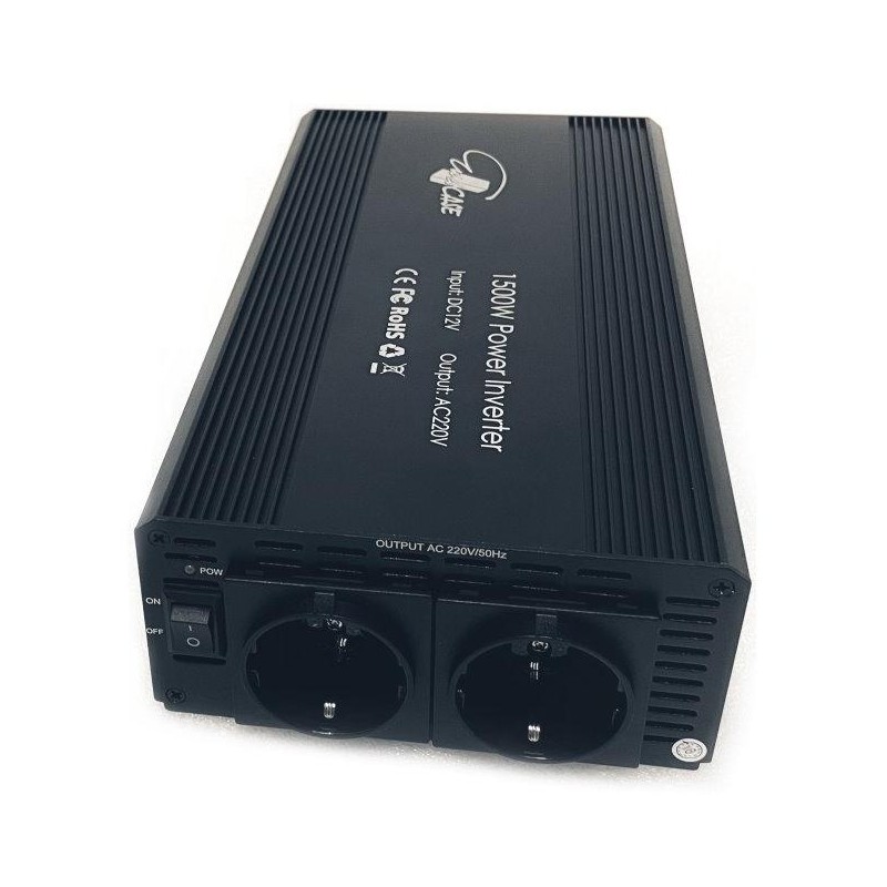 EUROCASE měnič napětí AC/DC 12V/230V/ 1500W/ 2x zásuvka