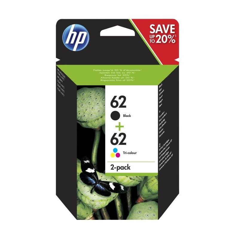 HP ink 62 (černá 4ml, barevná 4,5ml) pro HP ENVY 5540, HP ENVY 5640, HP ENVY 7640, HP OfficeJet 5740
