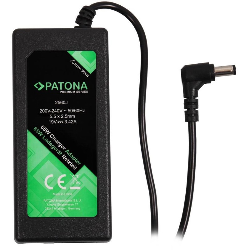 PATONA napájecí adaptér k ntb/ 19V/3,42A 65W/ konektor 5,5x2,5mm/ ASUS,ACER,HP,.PREMIUM/ délka kabelu 2,5 m