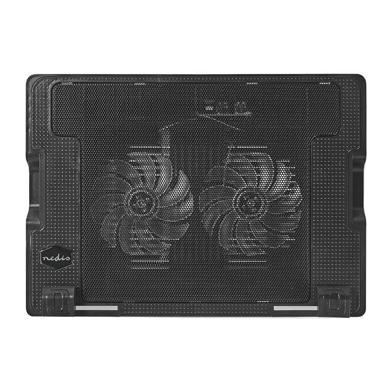 NEDIS stojan na notebook/ univerzální/ pro notebooky do 18"/ 2x ventilátor 140 mm/ USB/ plast-kov/ černý