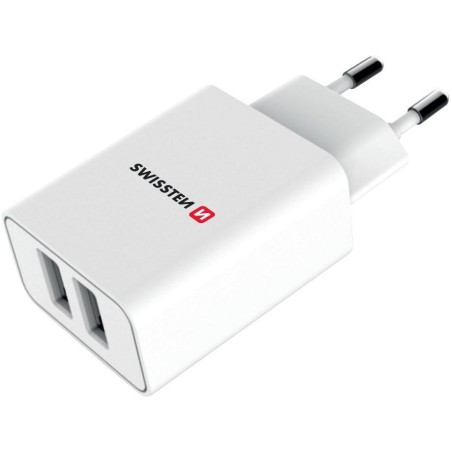 Swissten Síťový Adaptér Smart Ic 2X Usb 2,1A Power + Datový Kabel Usb / Type C 1,2 M Bílý