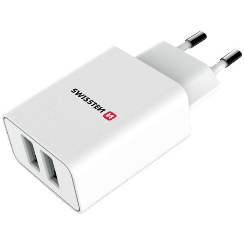 Swissten Síťový Adaptér Smart Ic 2X Usb 2,1A Power + Datový Kabel Usb / Lightning 1,2 M Bílý