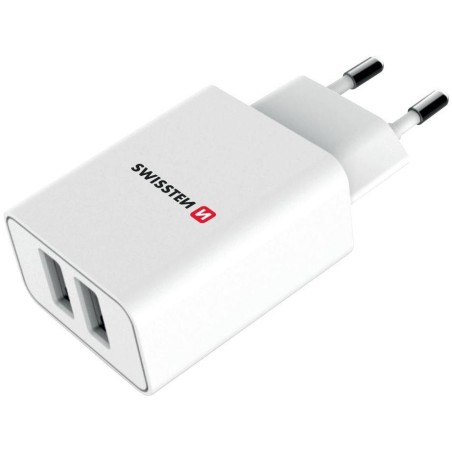 Swissten Síťový Adaptér Smart Ic 2X Usb 2,1A Power + Datový Kabel Usb / Lightning 1,2 M Bílý