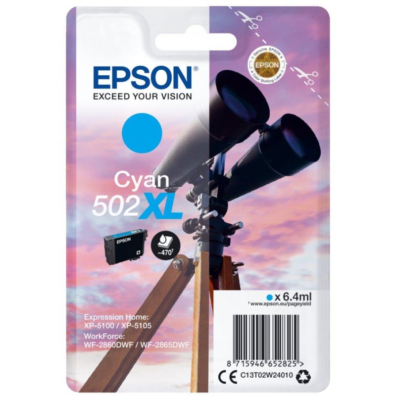 Epson inkoustová náplň/ C13T02W24010/ 502XL/ Expression Home XP-5100/ azurová