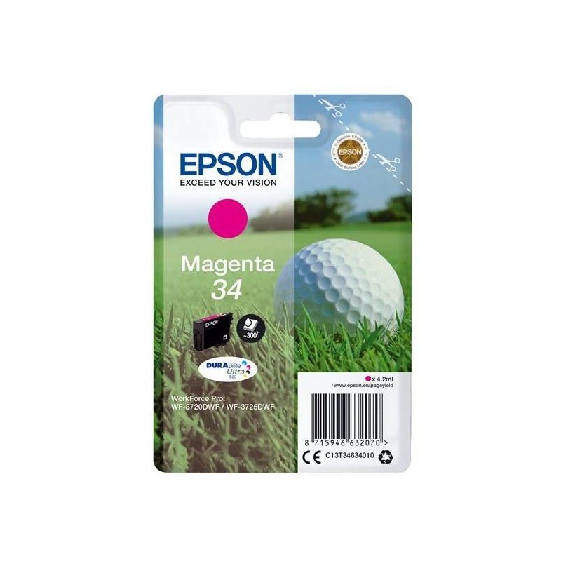 Epson inkoustová náplň/ C13T34634010/ 34 DURABrite Ultra/ WorkForce Pro WF-3720DWF/ purpurová