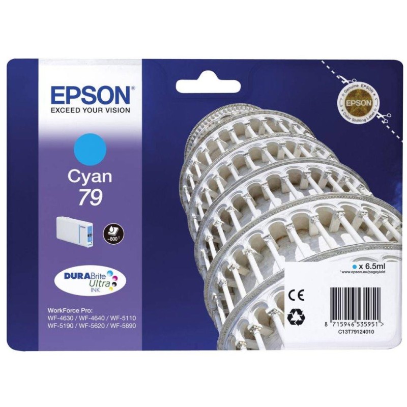 Epson inkoustová náplň/ C13T79124010/ 79 DURABrite Ultra/ WF-5110DW/ WF-5190/ WF-5620/ WF-5690/ azurová