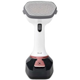 NEDIS napařovač oděvů/ spotřeba 1400 W/ objem vyjímatelné nádržka na vodu 320 ml/ tlak 25 g/m/ černo-růžový