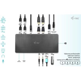 I-tec dokovací stanice USB-C Quattro Display/ 2x DP/ 2x HDMI/ 5x USB 3.0/ LAN/ Power Delivery 85W